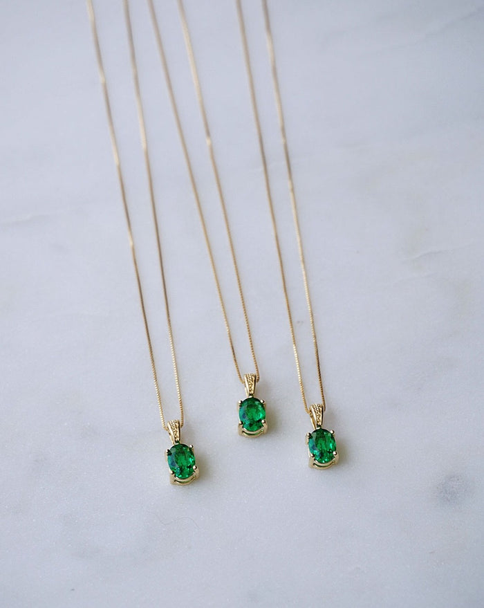 Solitaire Necklace- Emerald