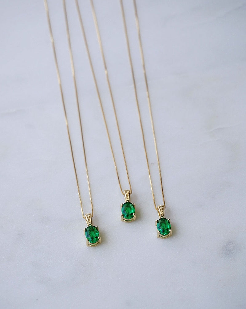 Solitaire Necklace- Emerald